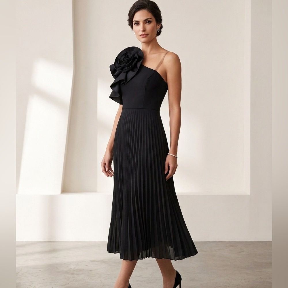 Elegant Black One-Shoulder Dress